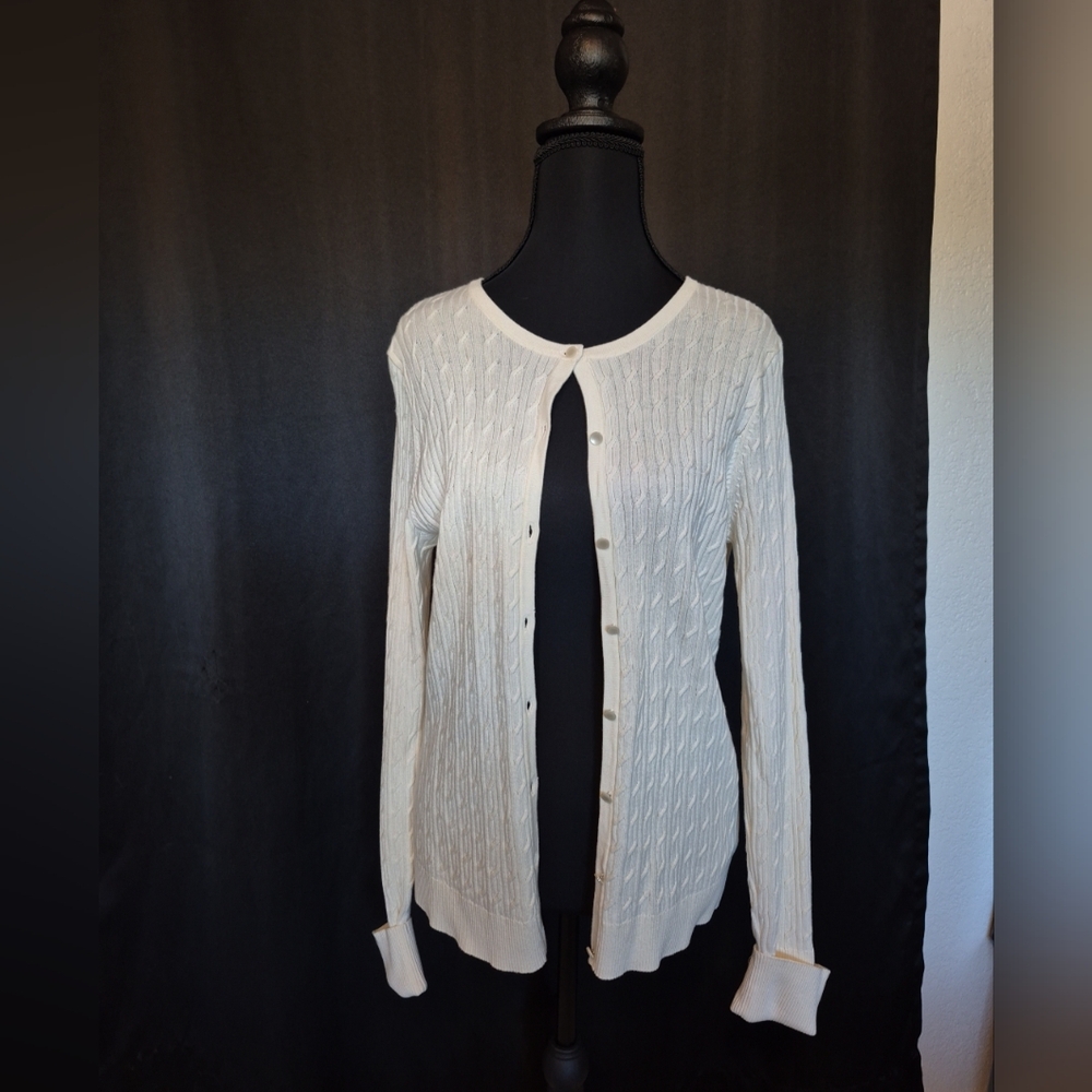 Talbots Cream Button-Up Cardigan